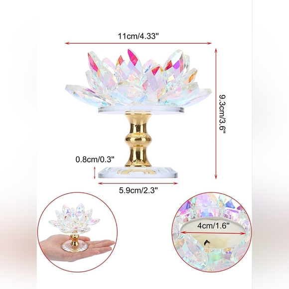 Lotus Petals Votive Candle Stand with Glass Base Lotus Tea candle h… - Picture 4 of 10